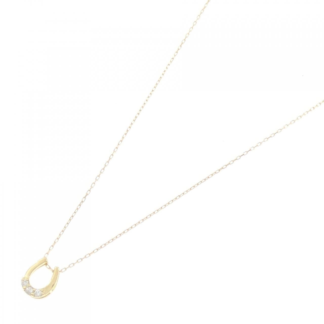K18YG Horseshoe Diamond Necklace 0.03CT