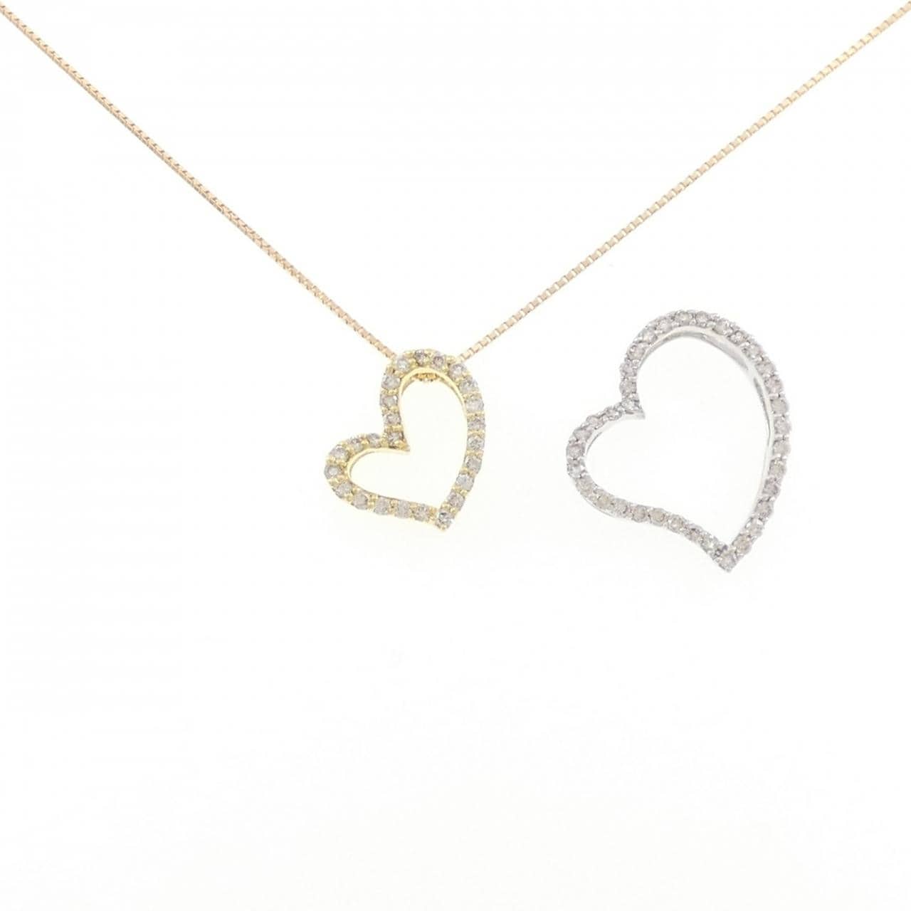 K18YG/K18WG ハート ダイヤモンド ネックレス 0.50CT
