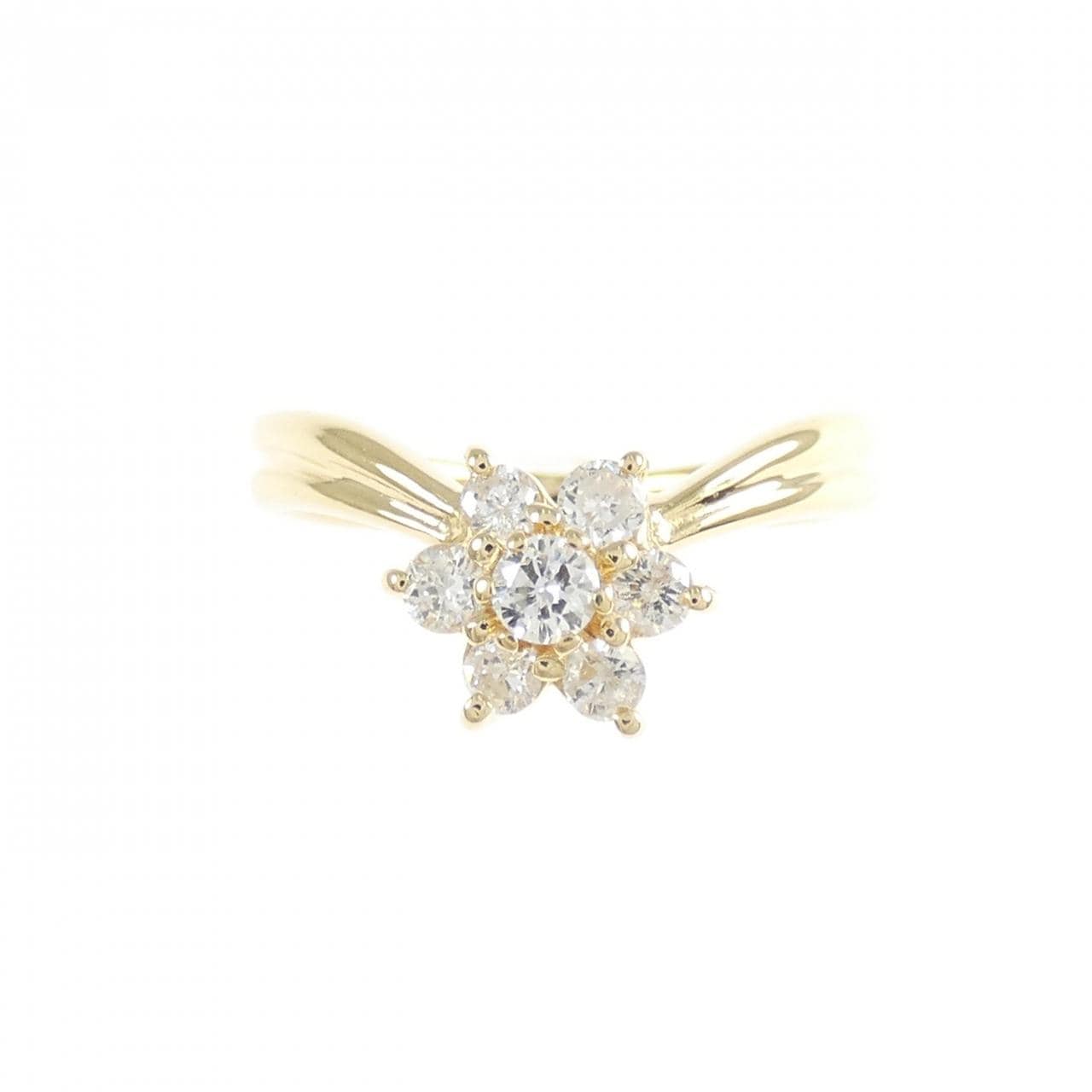 K18YG フラワー ダイヤモンド リング 0.30CT