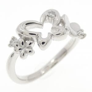 K18WG バタフライ×フラワー ダイヤモンド リング 0.03CT