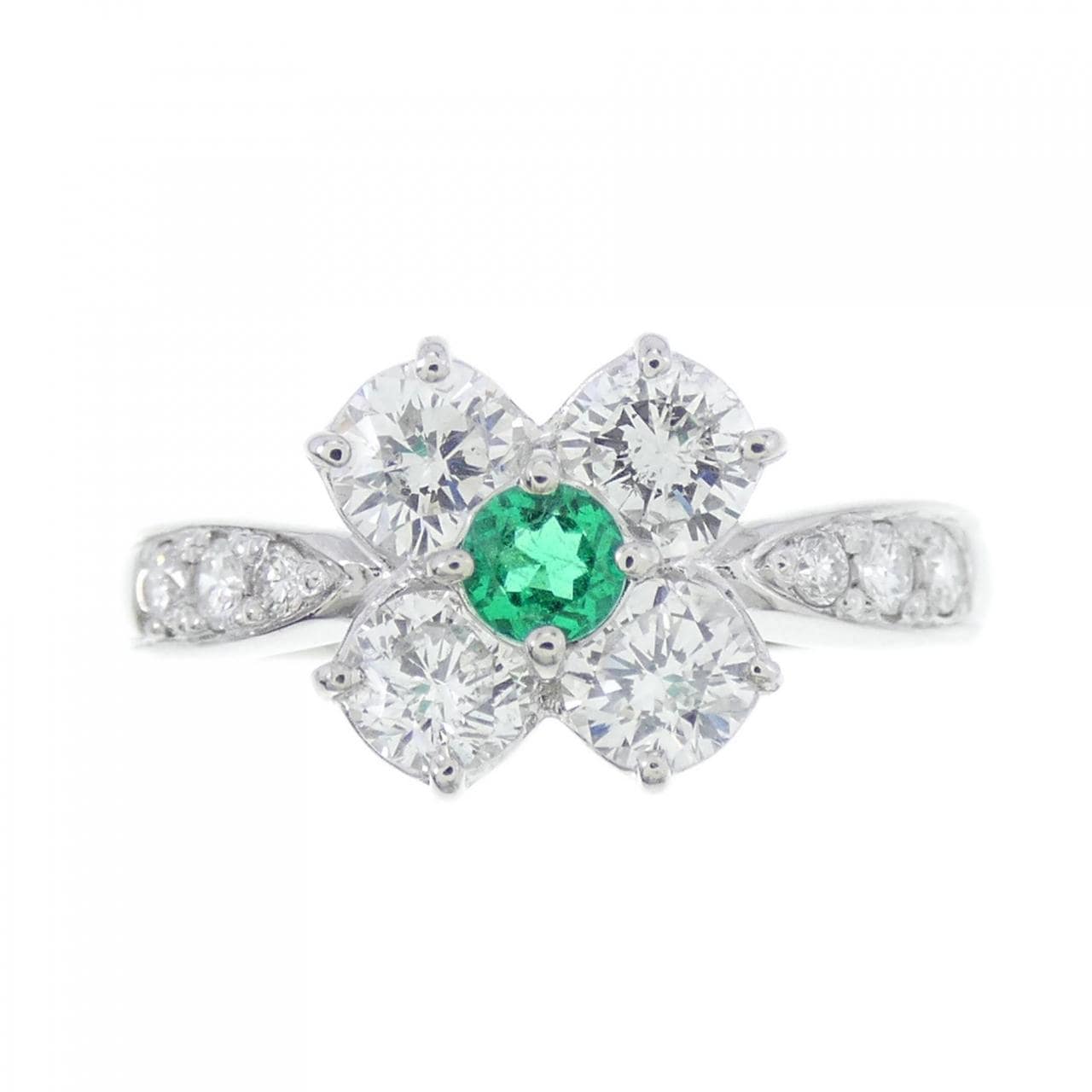 PT Flower Emerald Ring 0.10CT