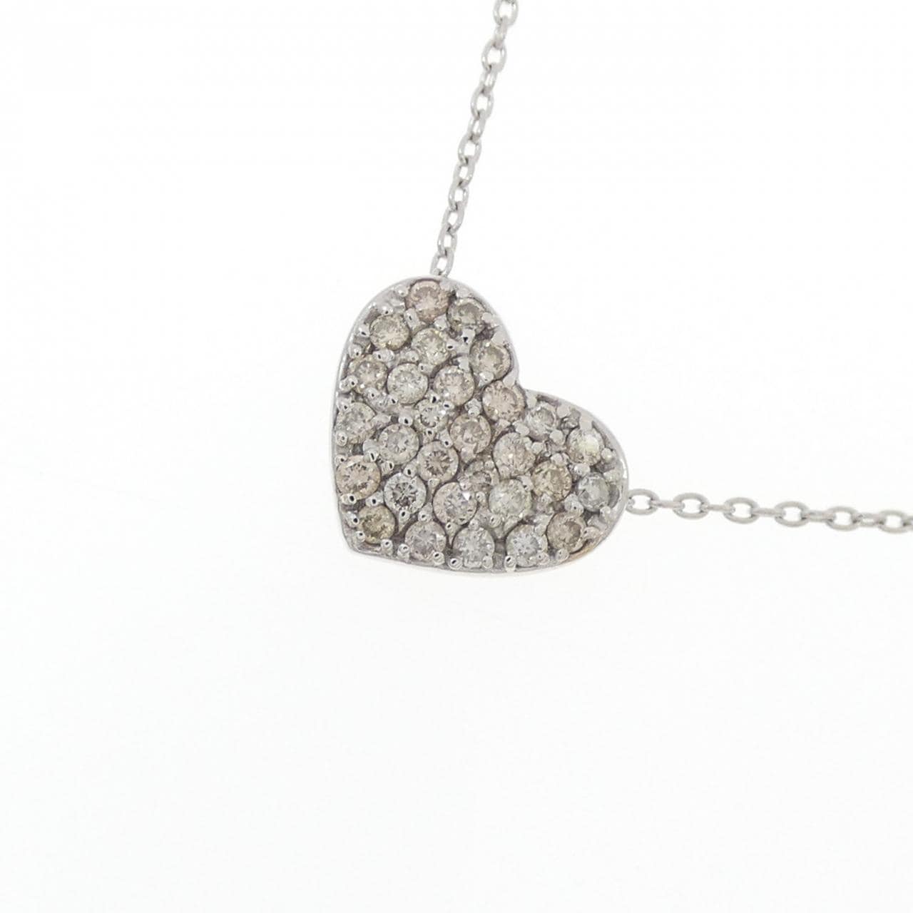 K18WG ハート ダイヤモンド ネックレス 0.28CT