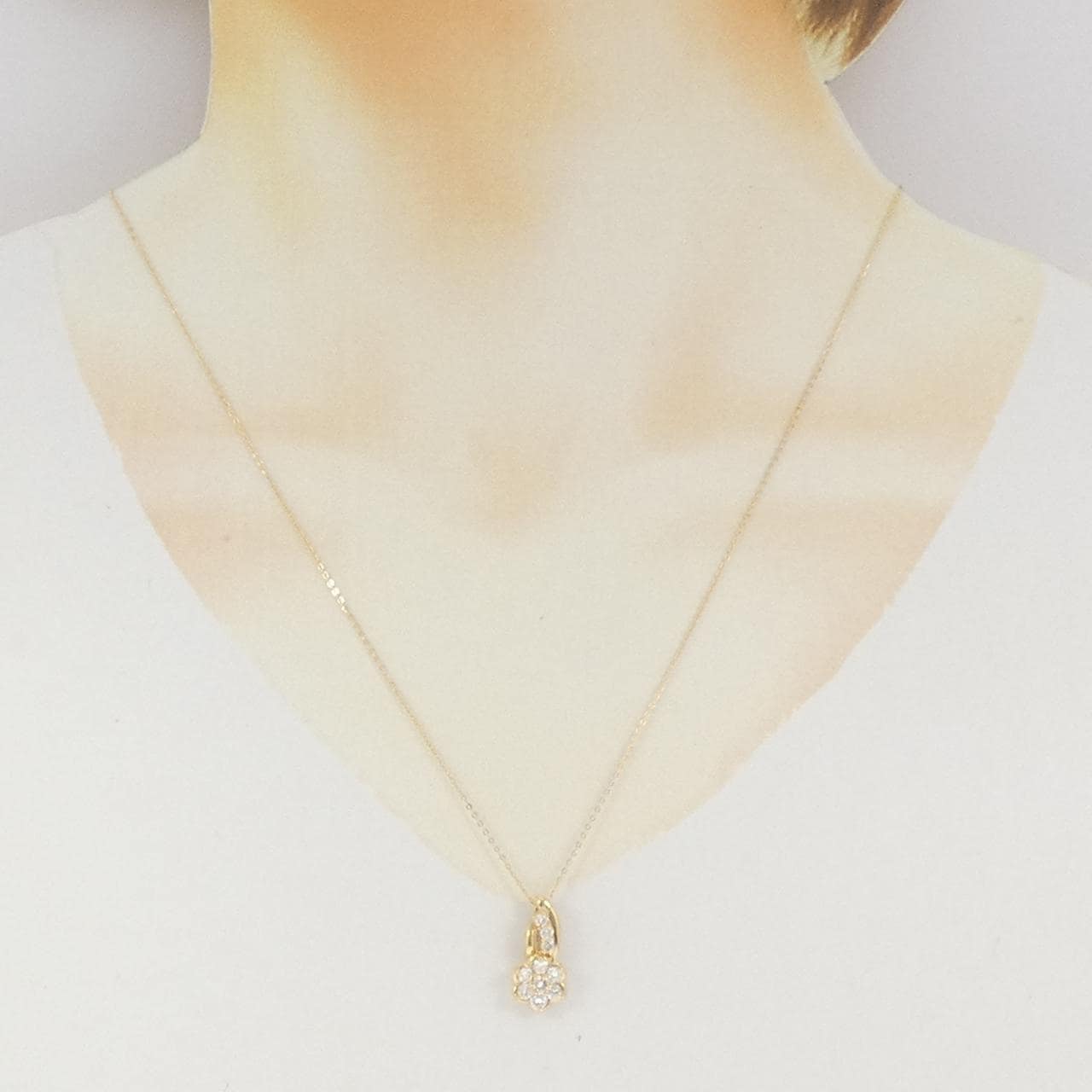 K18YG フラワー ダイヤモンド ネックレス 0.50CT