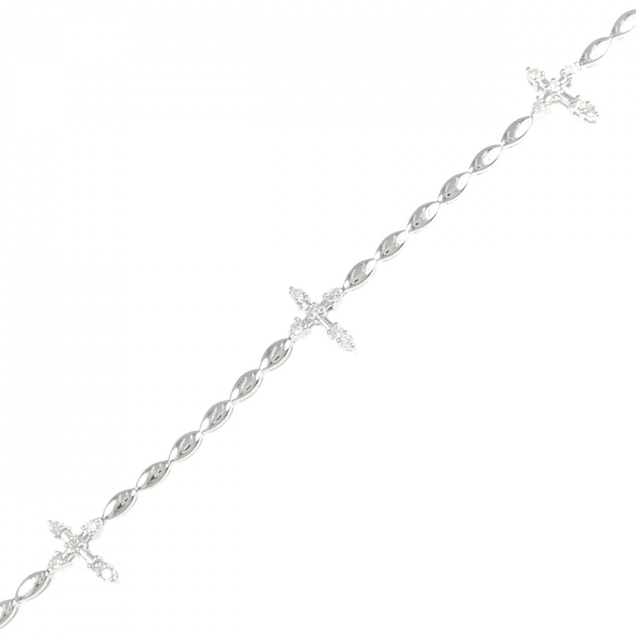 K18WG クロス ダイヤモンド ブレスレット 0.15CT