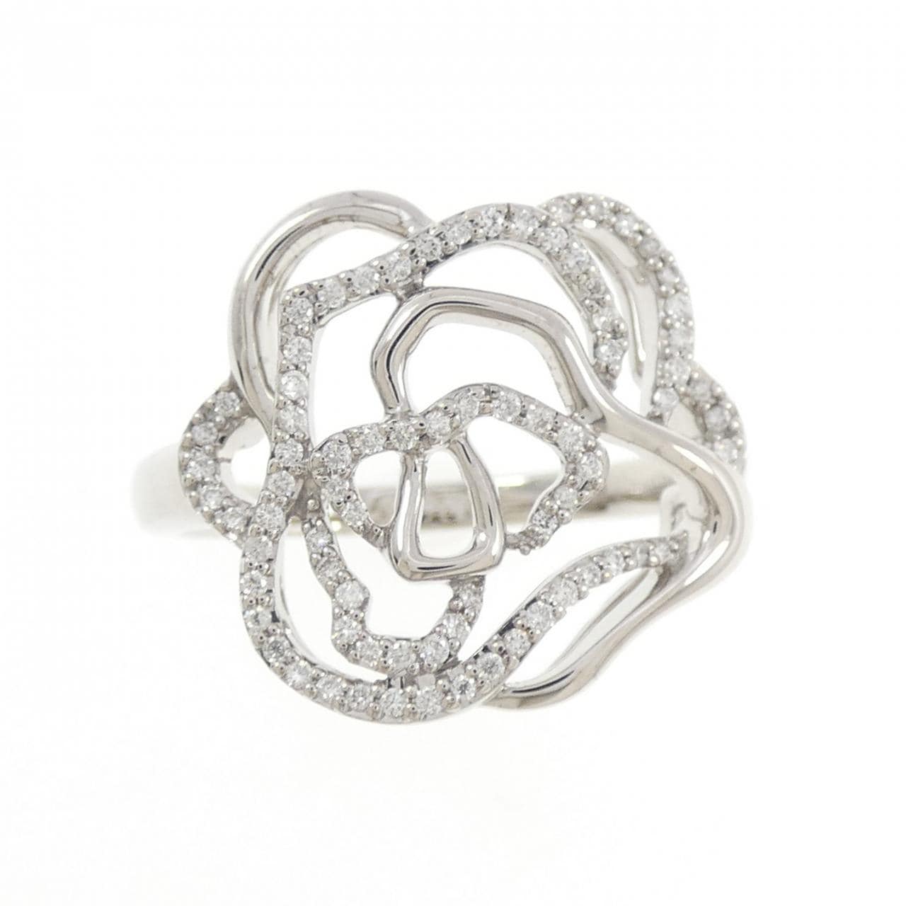 K18WG ローズ ダイヤモンド リング 0.30CT