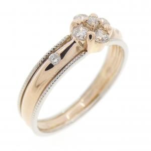 K18PG/PT900 フラワー ダイヤモンド リング 0.21CT