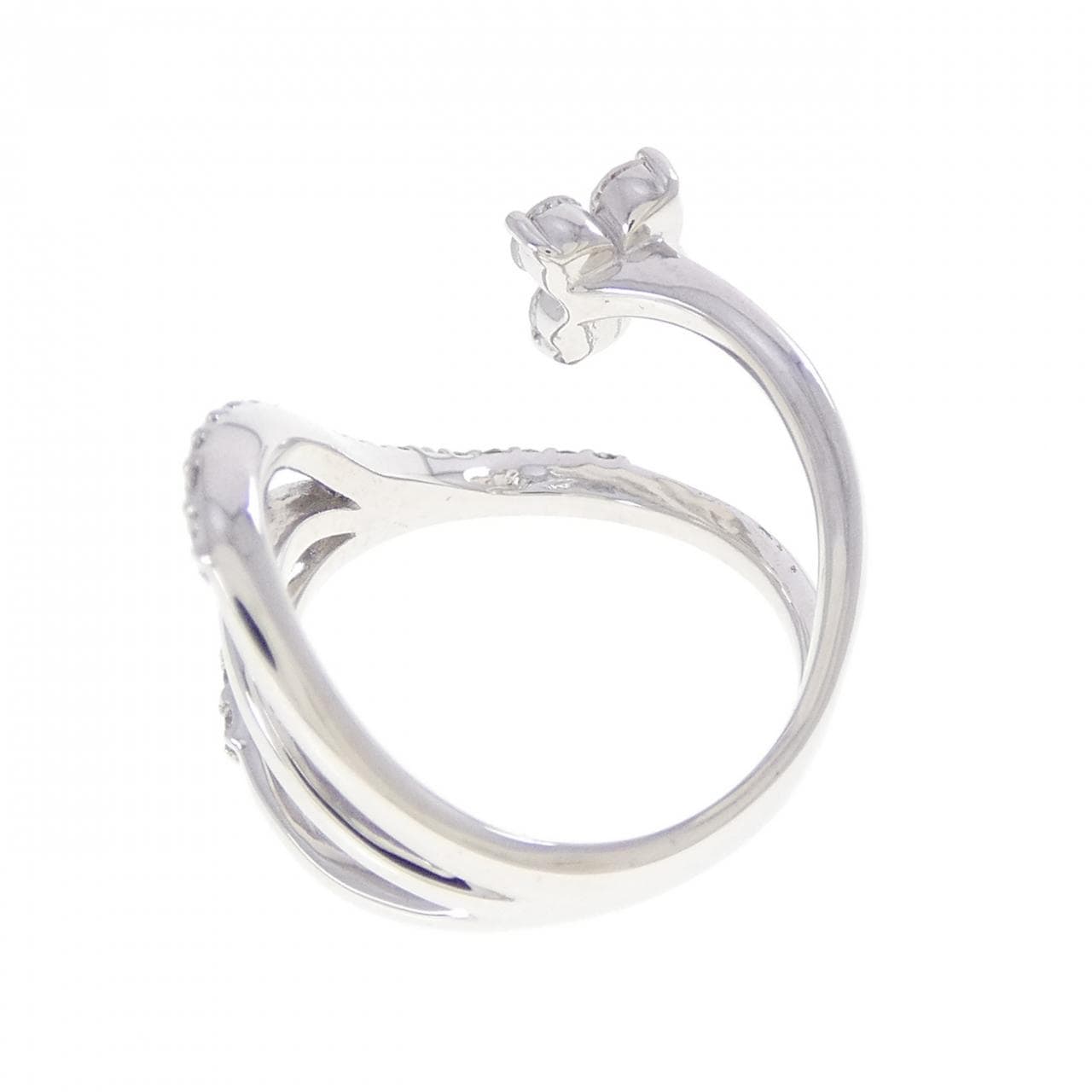 K18WG フラワー ダイヤモンド ピンキーリング 0.43CT