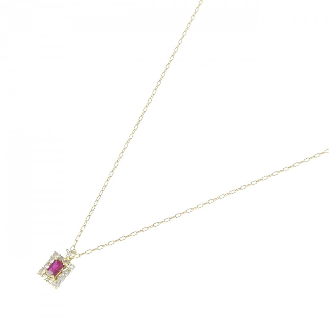 [BRAND NEW] K18YG Ruby Necklace 0.09CT