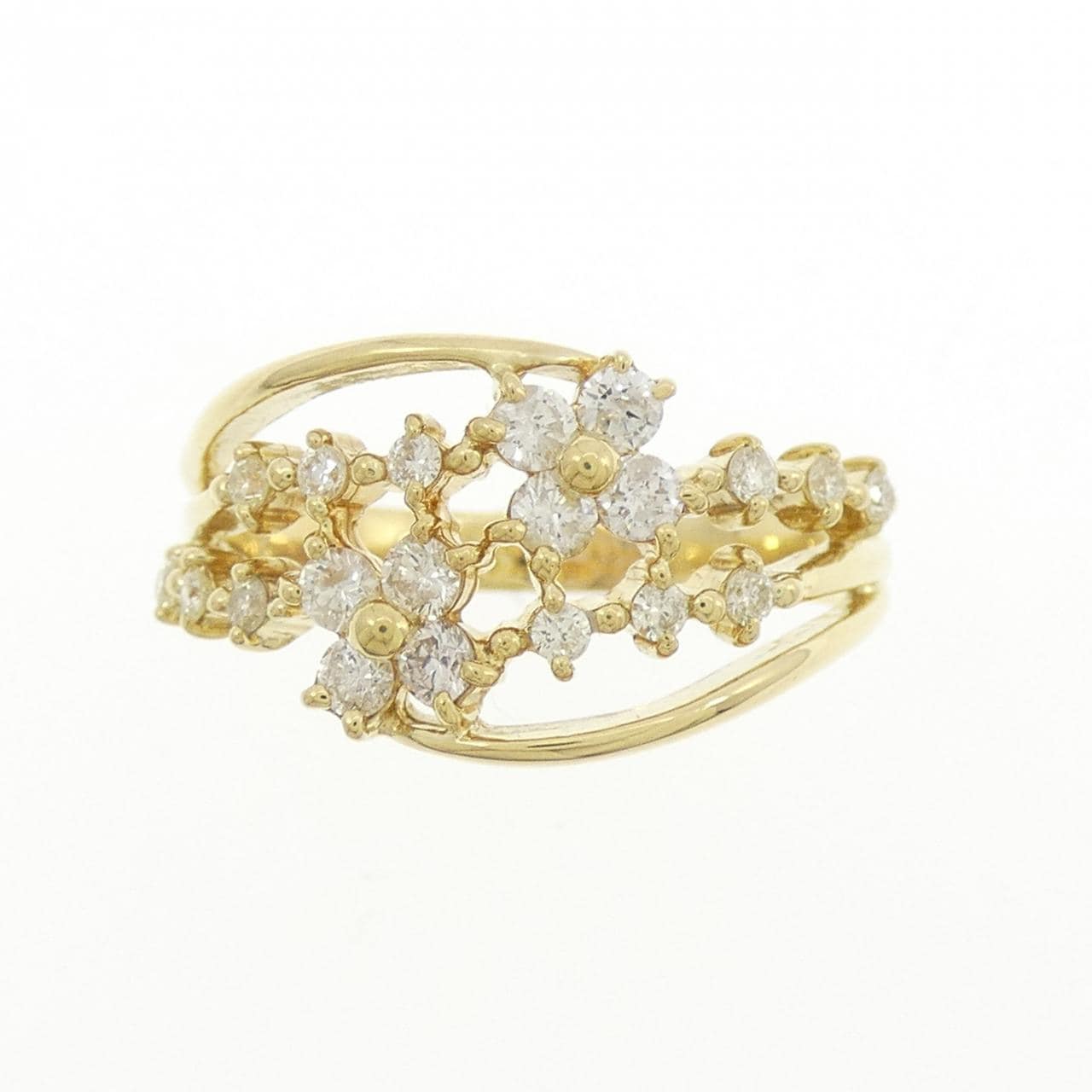 K18YG フラワー ダイヤモンド リング 0.50CT