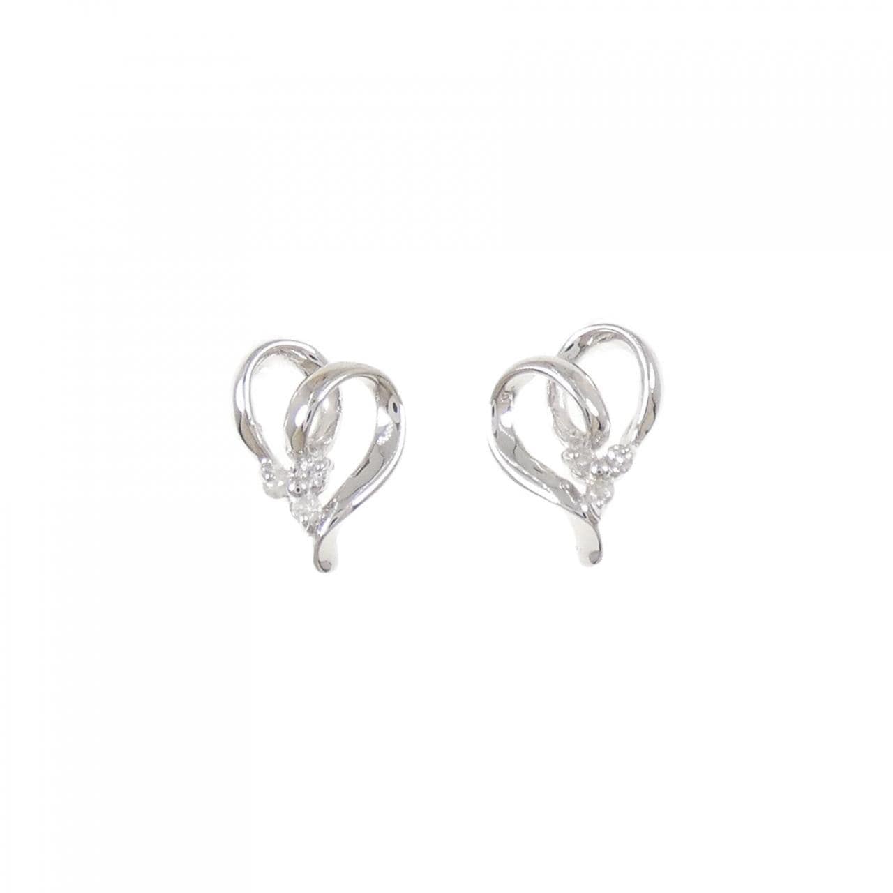 K14WG ハート ダイヤモンド ピアス 0.04CT