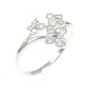 K18WG フラワー ダイヤモンド リング 0.34CT