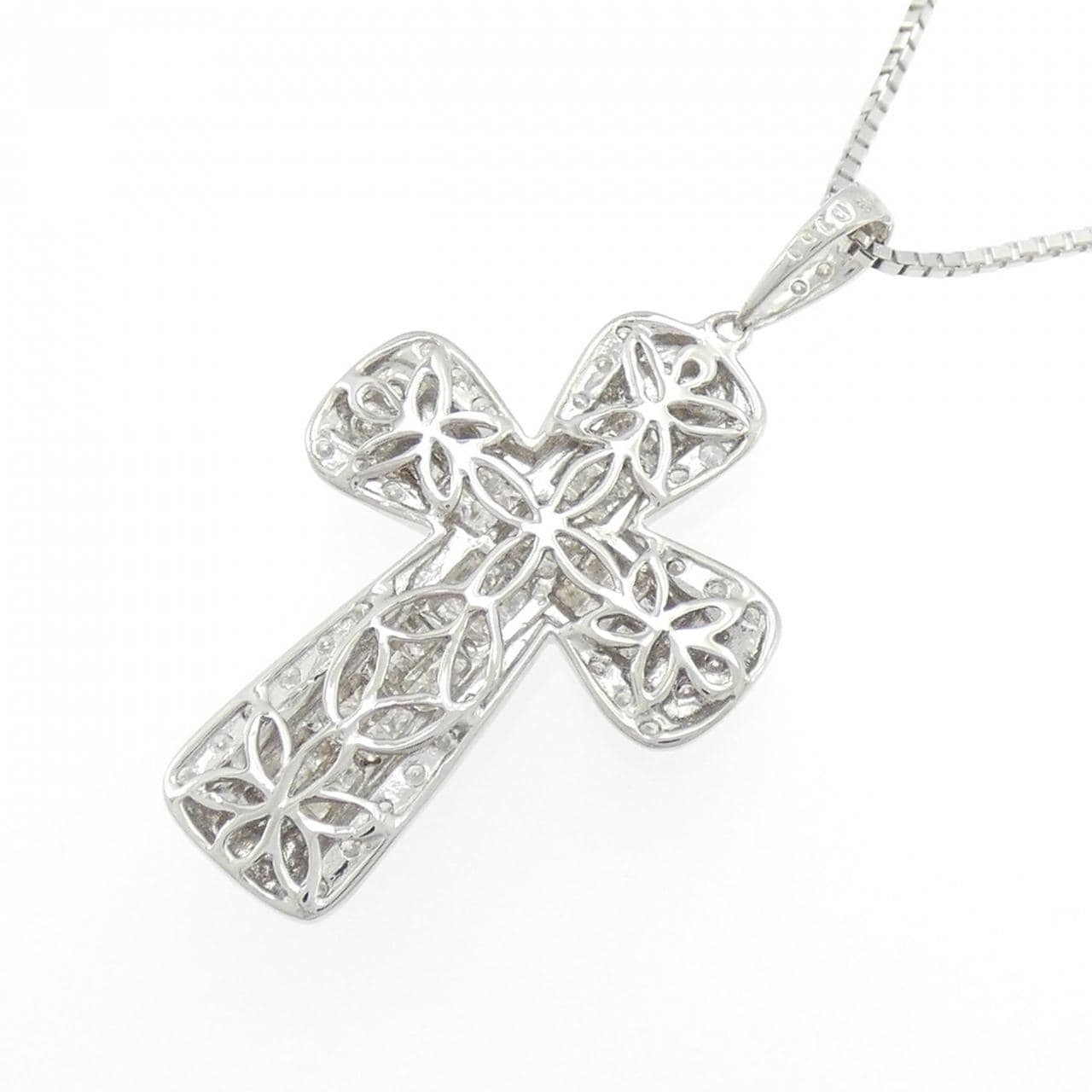 K18WG クロス ダイヤモンド ネックレス 1.00CT