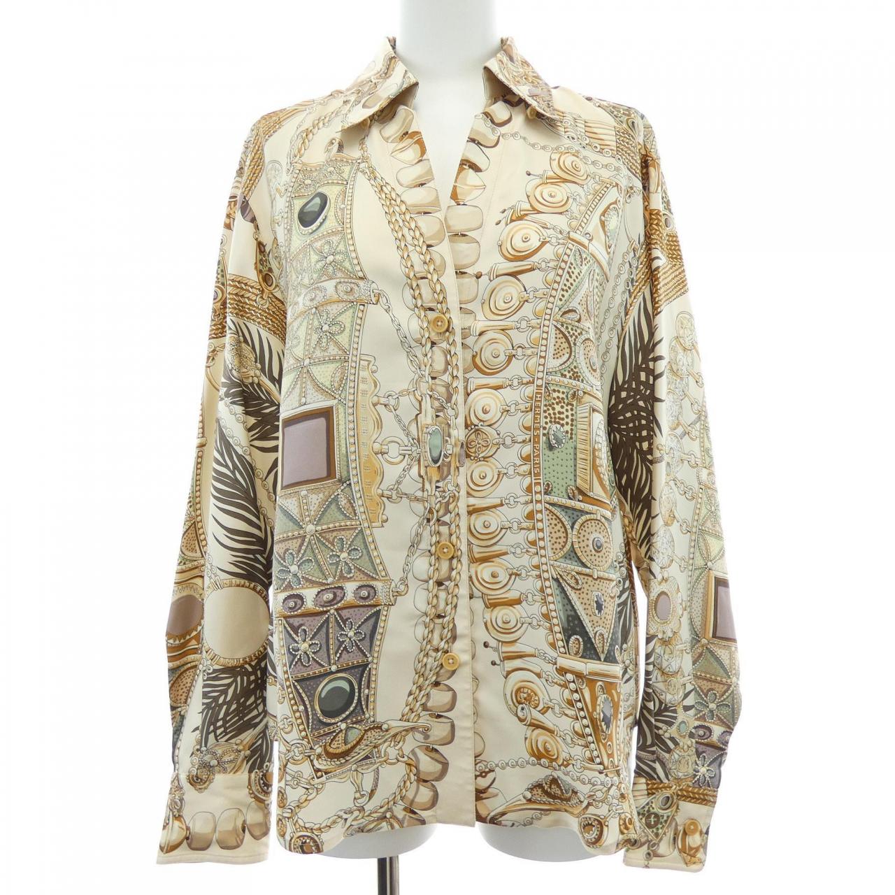 【ヴィンテージ】エルメス HERMES TERRES PRECIEUSES ツイルレーヌ. シャツ