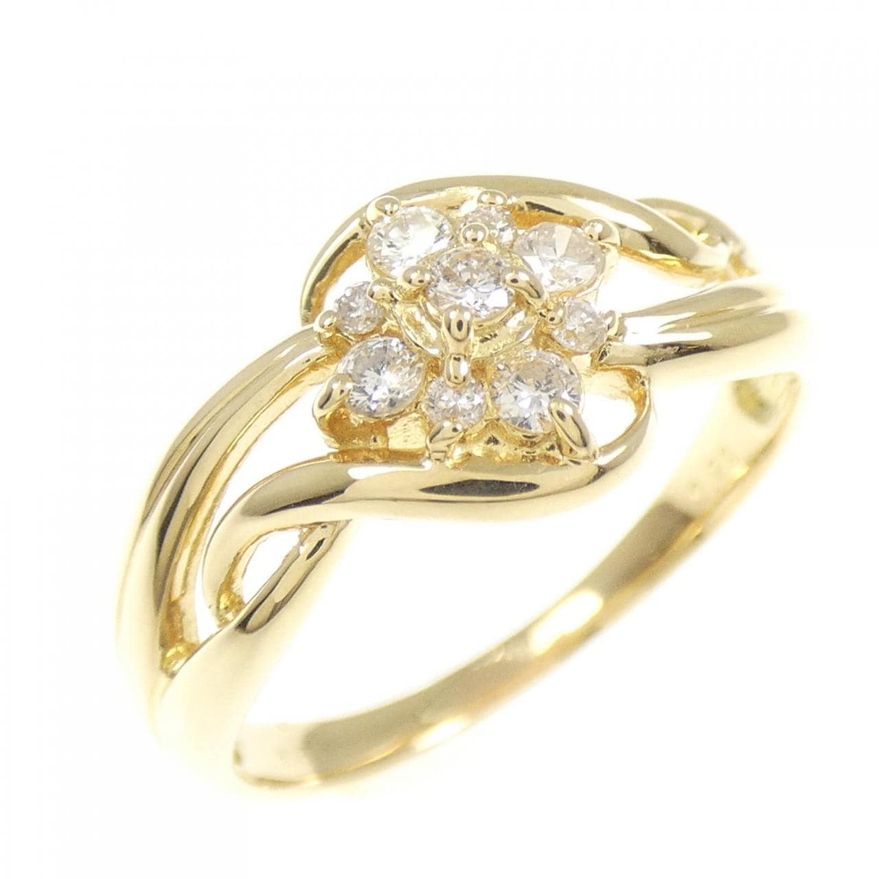 K18YG フラワー ダイヤモンド リング 0.20CT