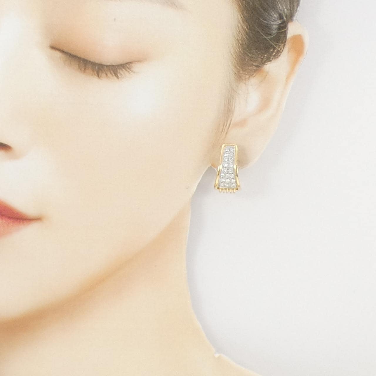 K18YG/PT ダイヤモンド イヤリング 1.25CT