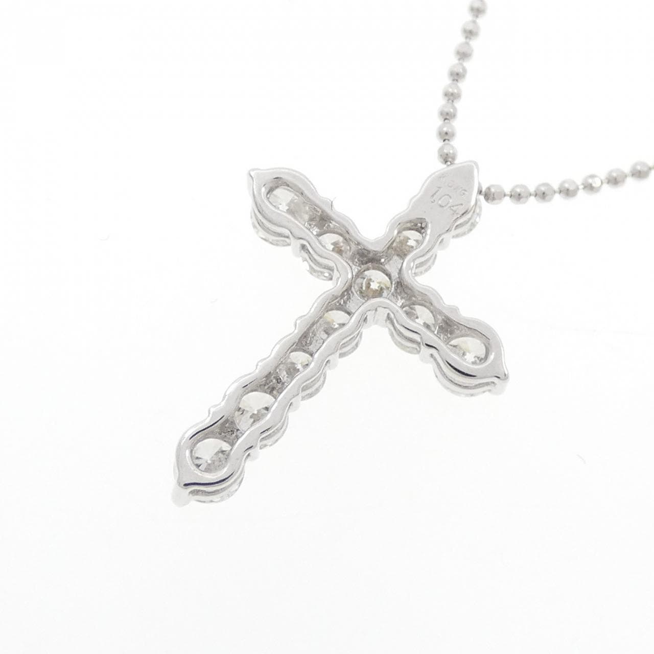 K18WG クロス ダイヤモンド ネックレス 1.04CT
