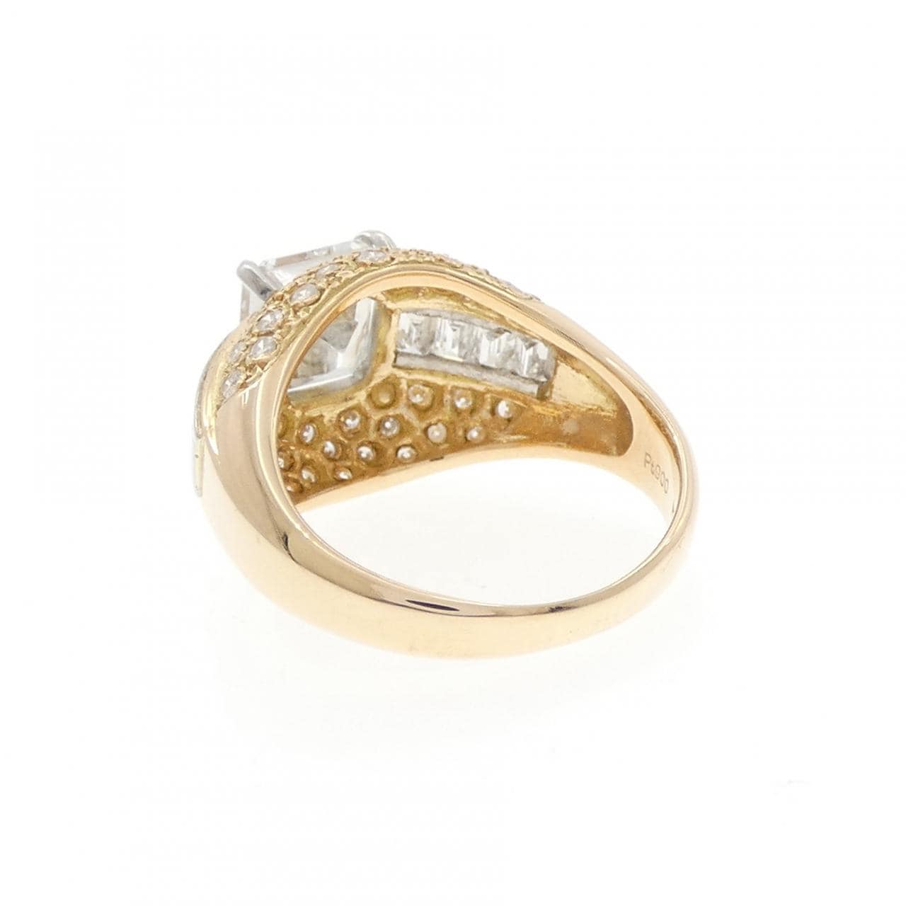 K18YG/PT900 ダイヤモンド リング 2.057CT G VS1 エメラルドカット