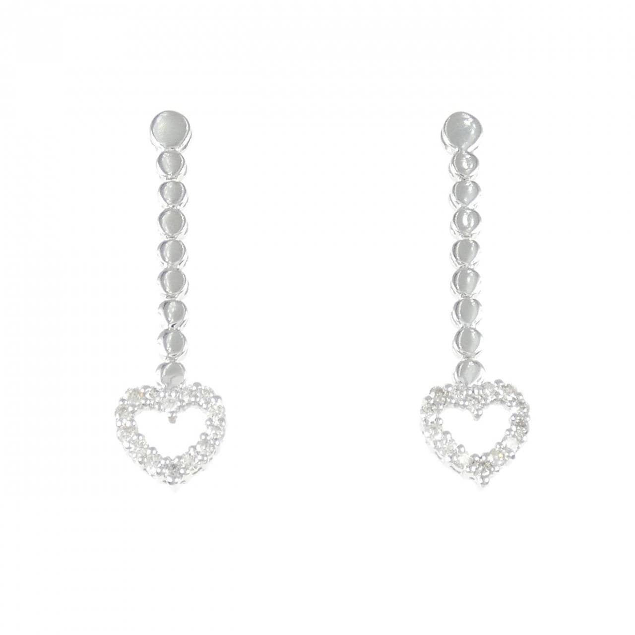 K18WG ハート ダイヤモンド ピアス 0.28CT