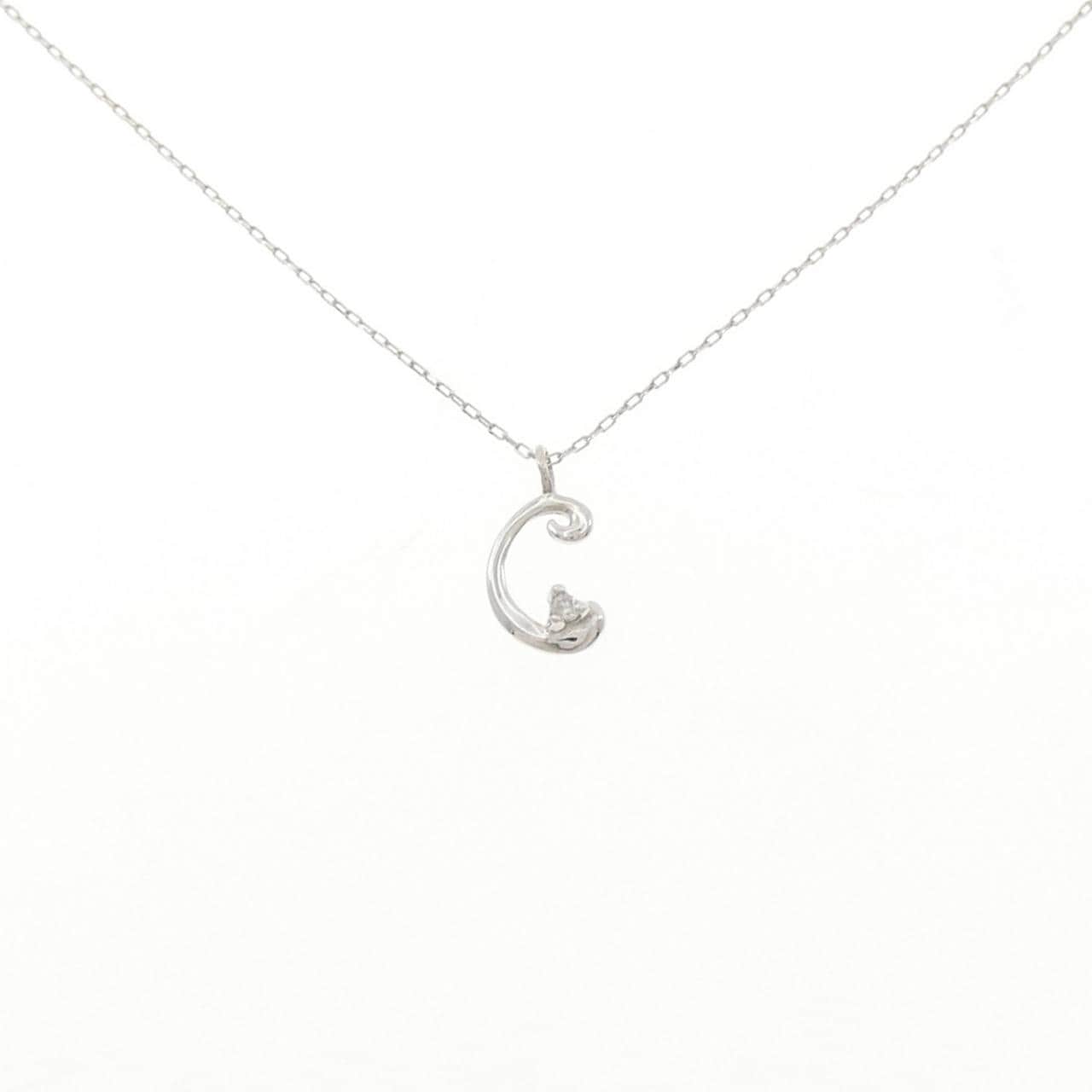 K10WG イニシャルC ダイヤモンド ネックレス 0.01CT
