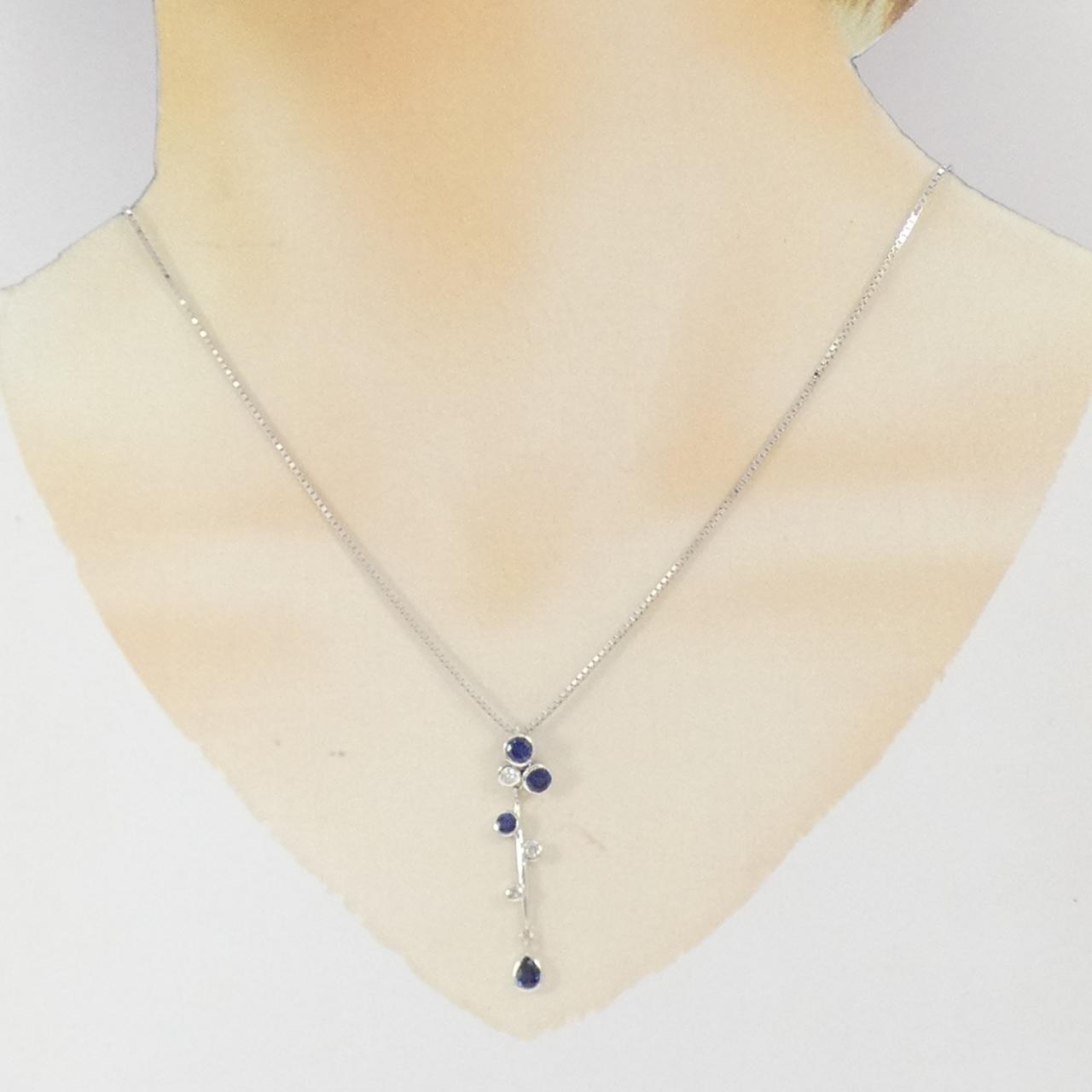 K18WG/750WG Sapphire Necklace 1.025CT