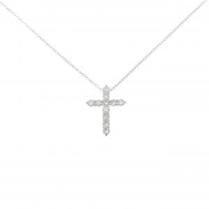 K18WG クロス ダイヤモンド ネックレス 0.22CT