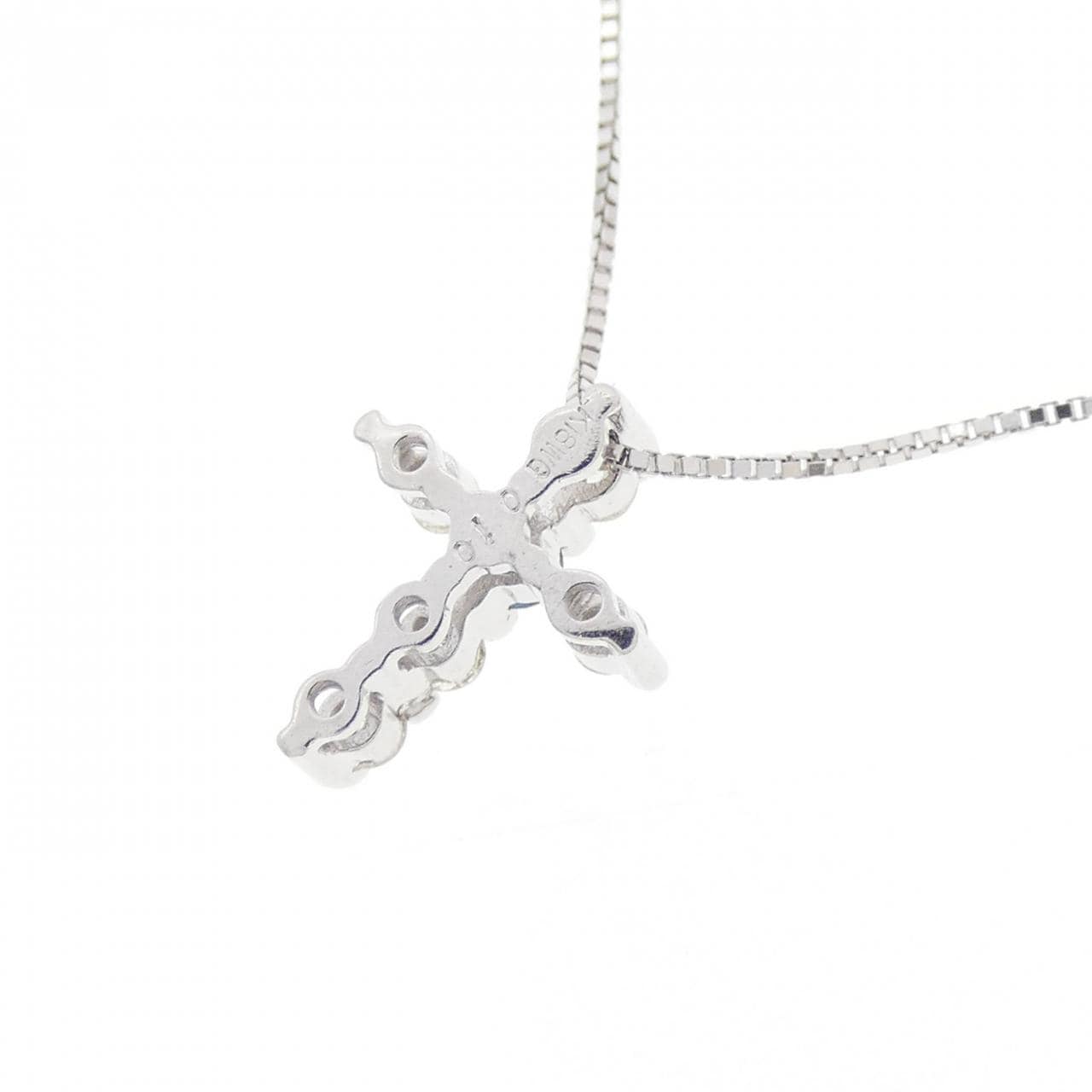 K18WG クロス ダイヤモンド ネックレス 0.10CT