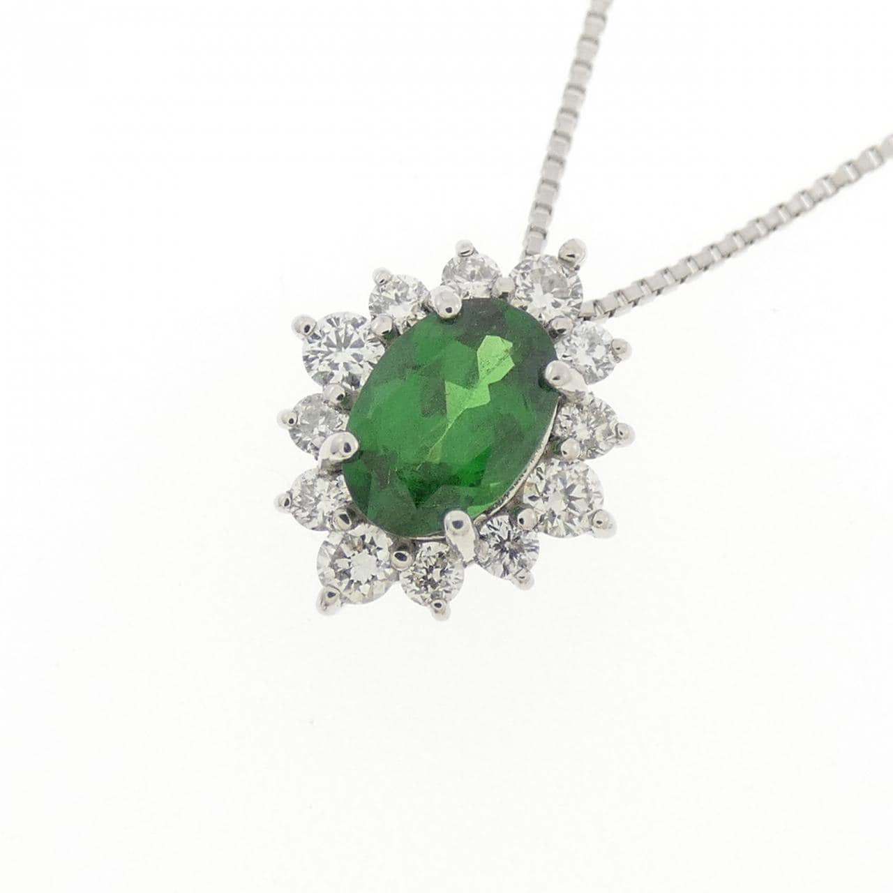 PT950/PT850 グリーンガーネット ネックレス 0.50CT