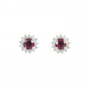 PT900 ルビー ピアス 0.65CT