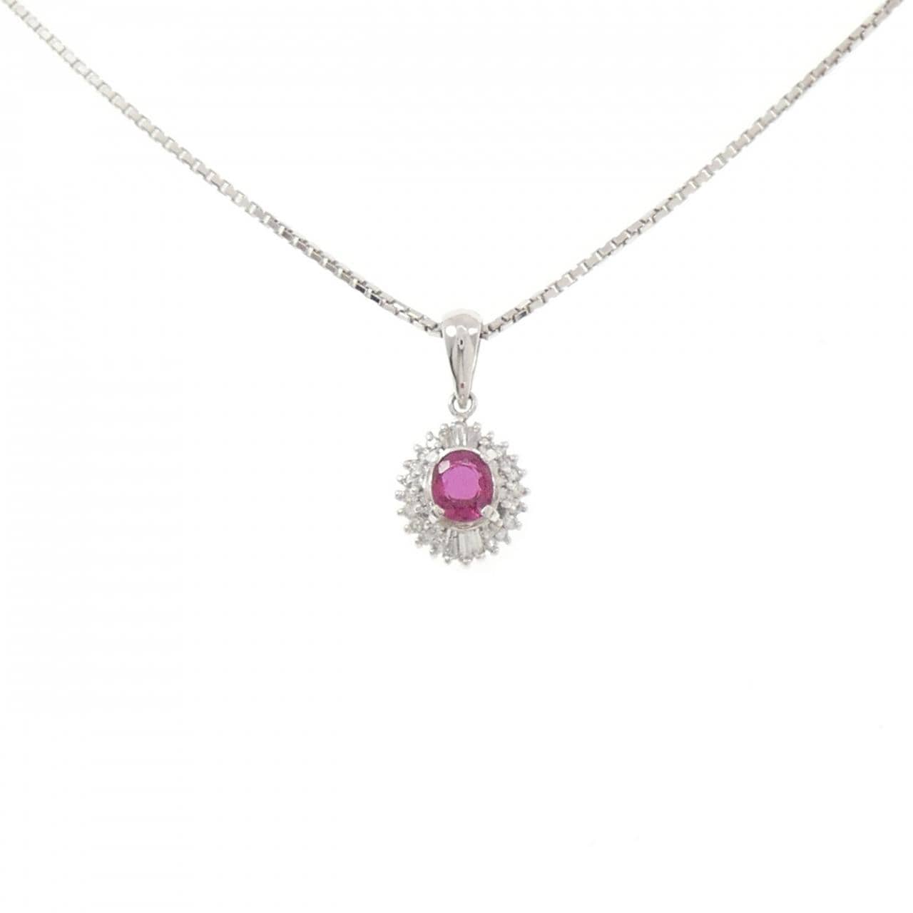 PT900/PT850 ルビー ネックレス 0.54CT