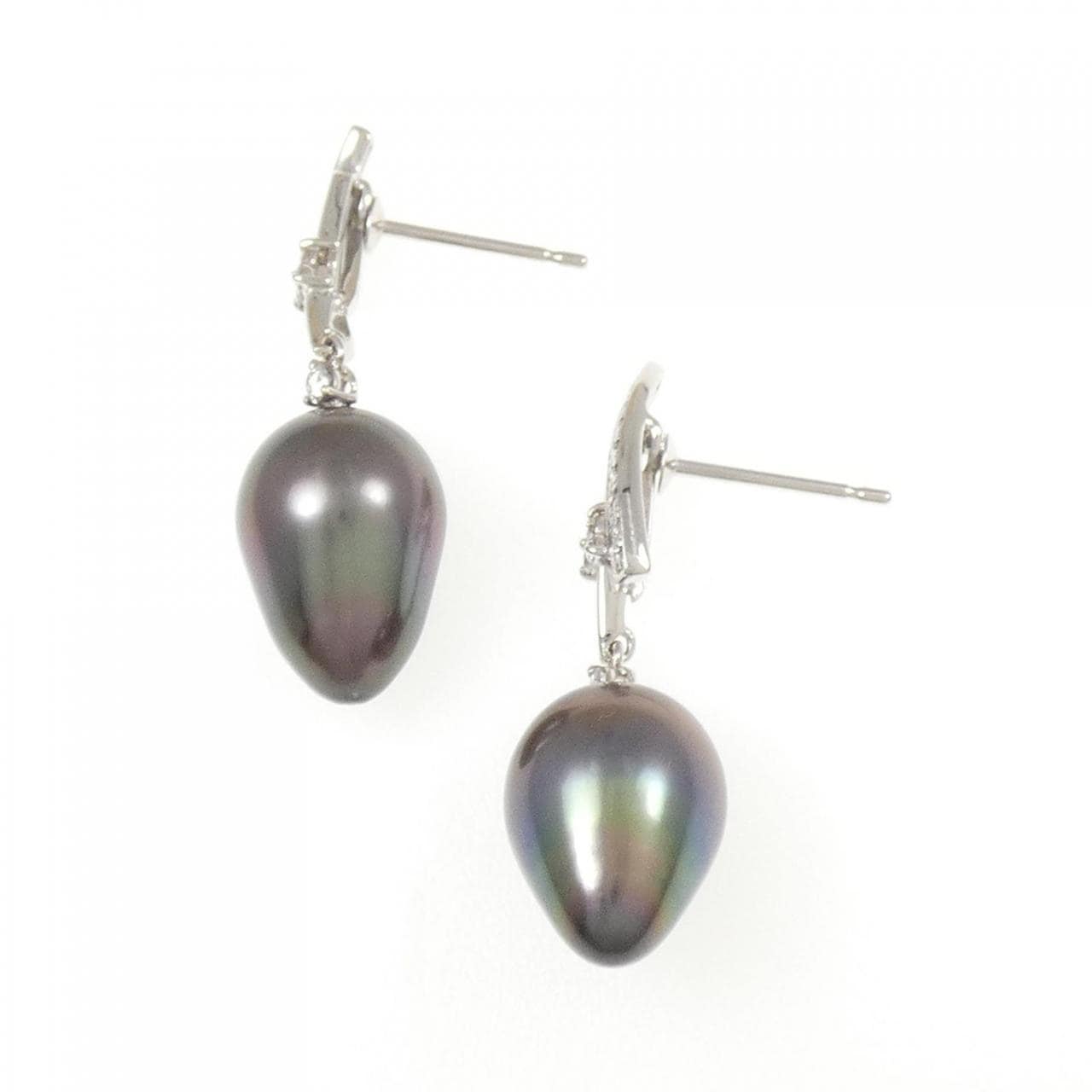 K18WG Black Pearl Earrings