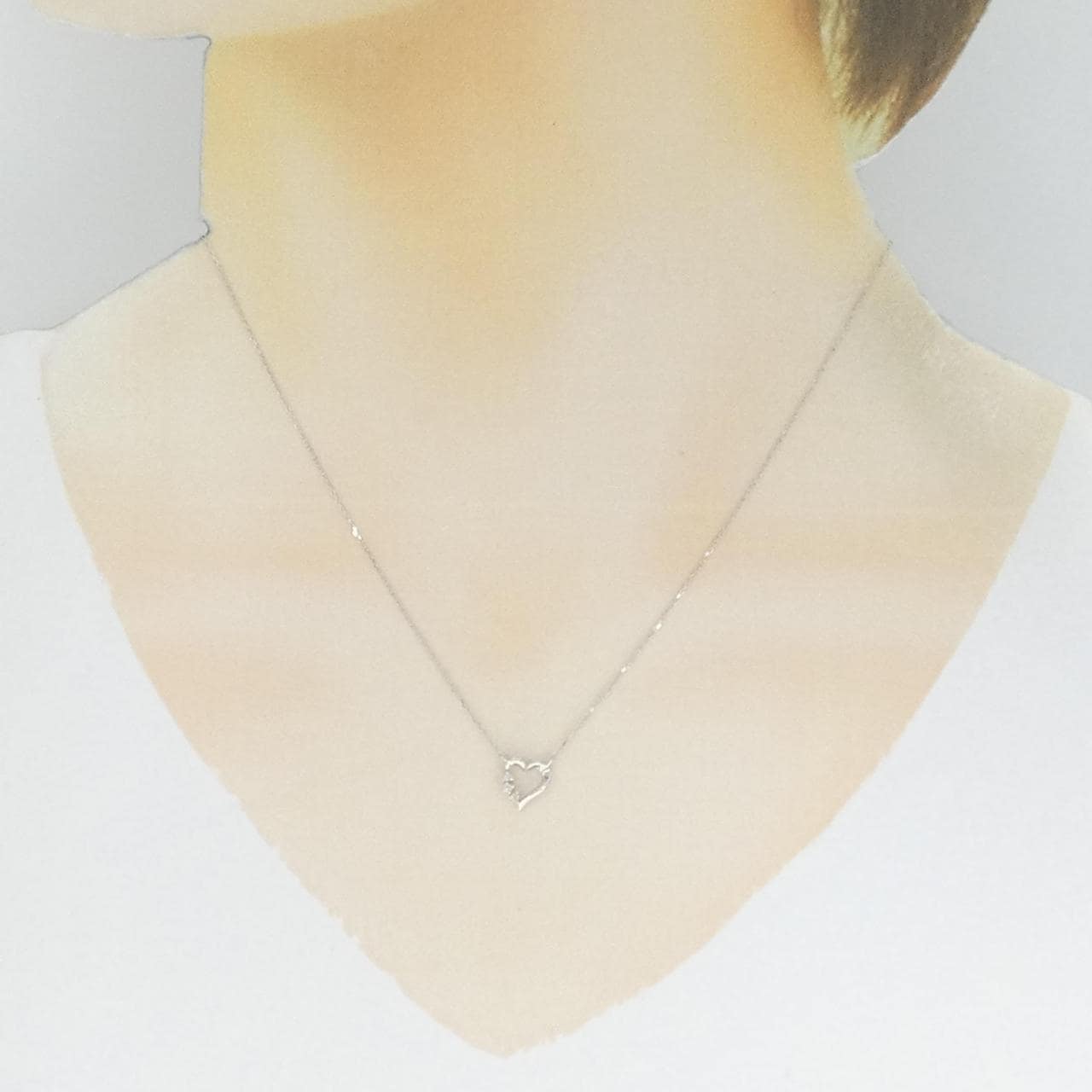 K10WG ハート ダイヤモンド ネックレス 0.03CT