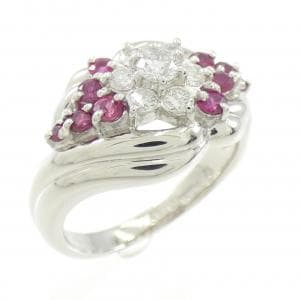 PT フラワー ルビー リング 0.43CT