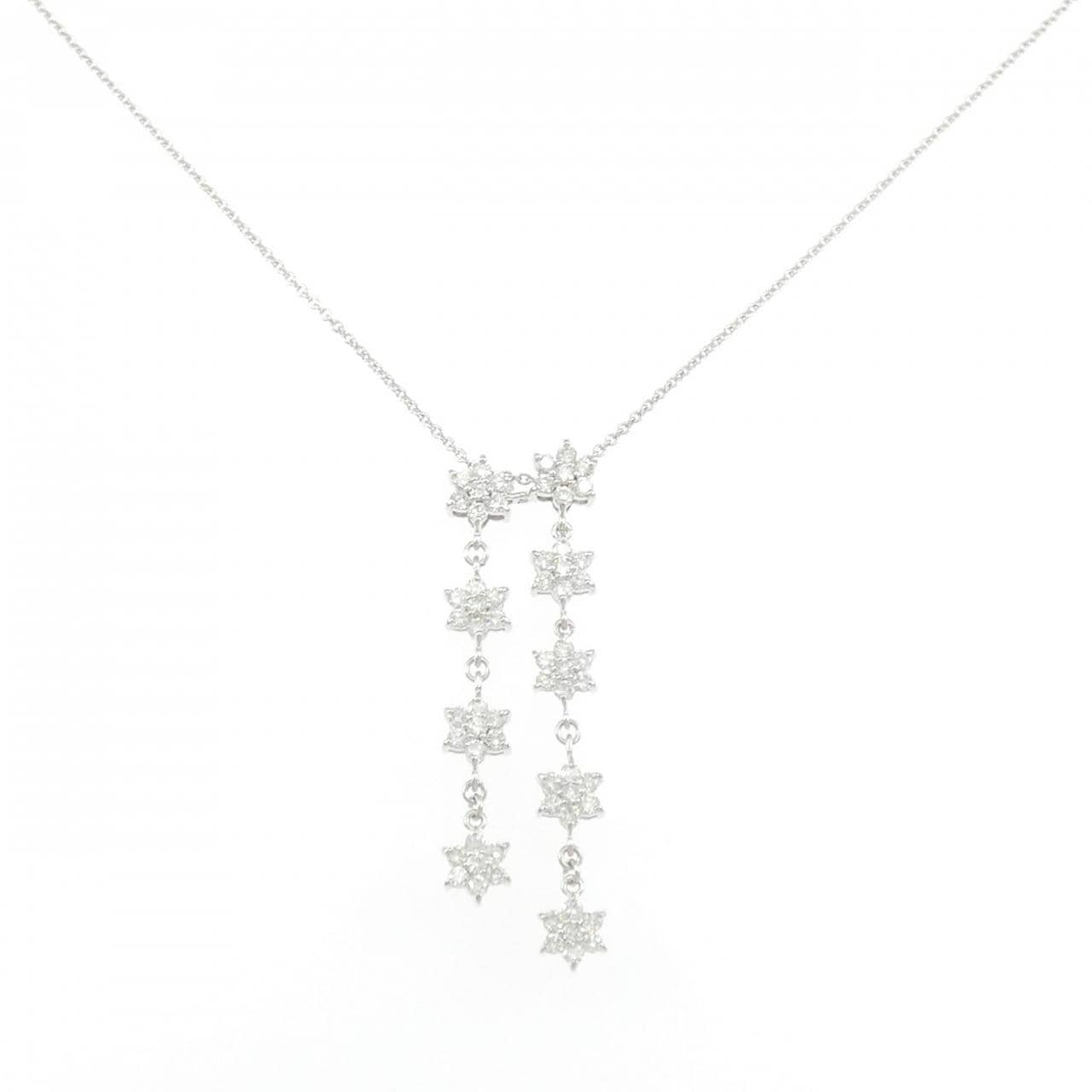 K18WG フラワー ダイヤモンド ネックレス 1.00CT