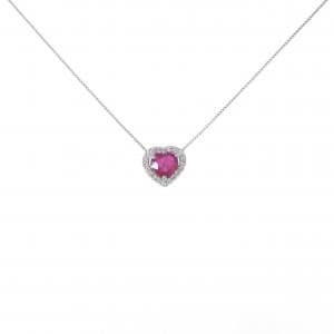 PT900/PT850 ハート ルビー ネックレス 0.51CT