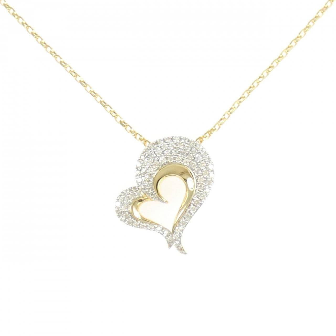 K18YG/K18WG ハート ダイヤモンド ネックレス 0.43CT
