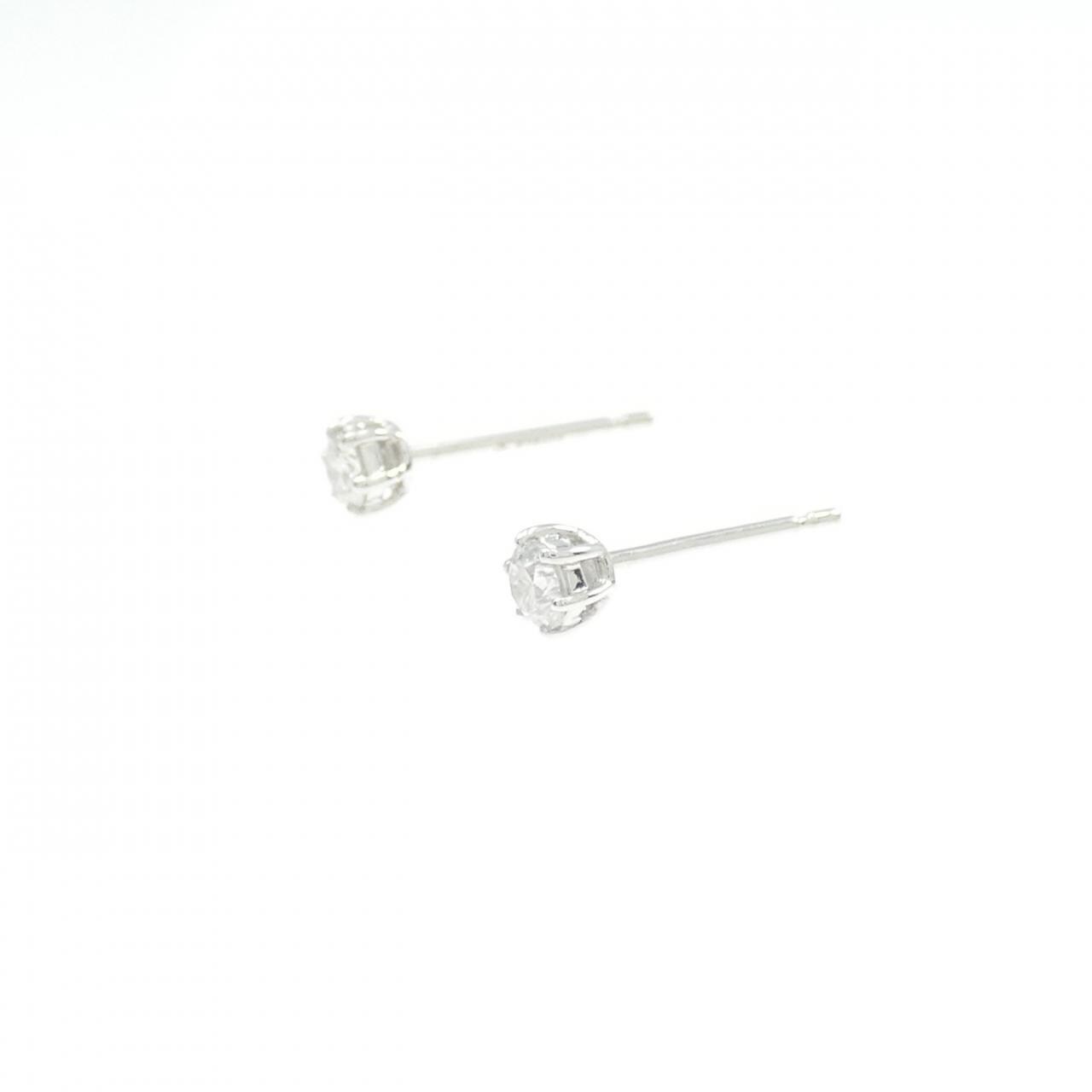 K18WG ソリティア ダイヤモンド ピアス 0.21CT