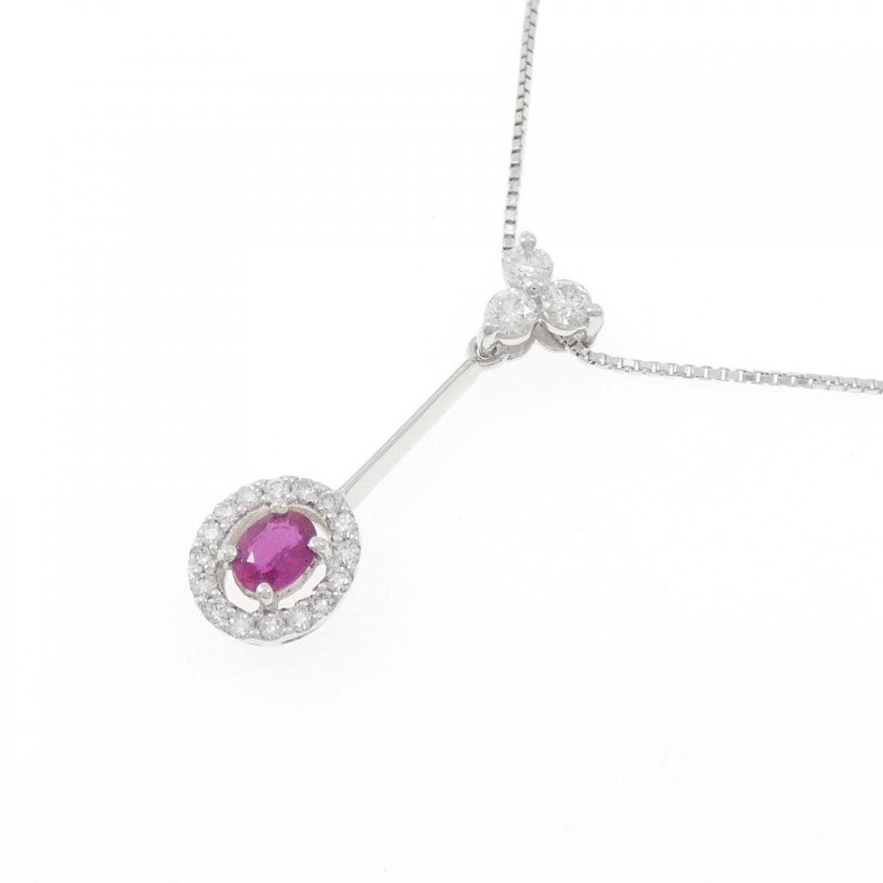 K18WG ルビー ネックレス 0.26CT