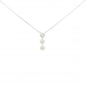 K18WG スリーストーン ダイヤモンド ネックレス 1.05CT