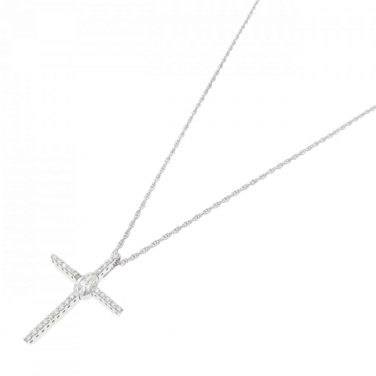 PT/K18WG クロス ダイヤモンド ネックレス 0.310CT