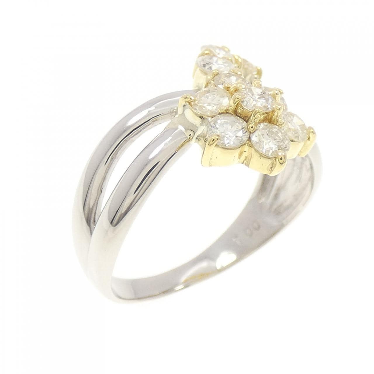 PT/K18YG フラワー ダイヤモンド リング 1.00CT