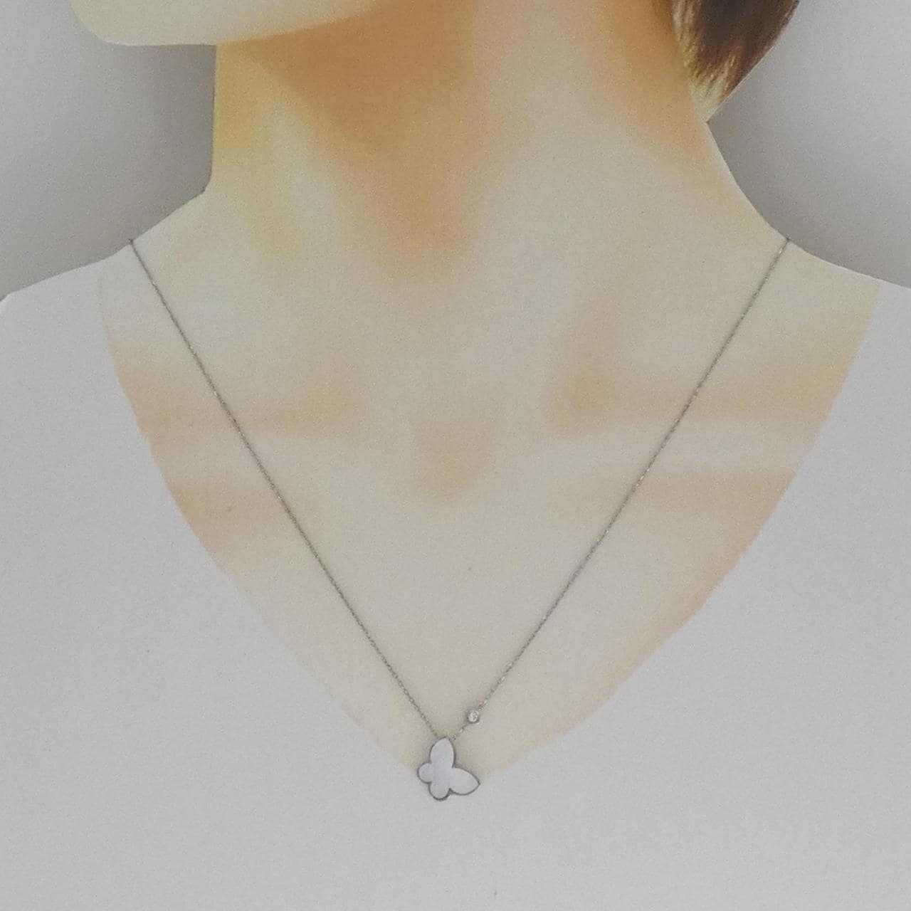 K18WG バタフライ マザーオブパール ネックレス