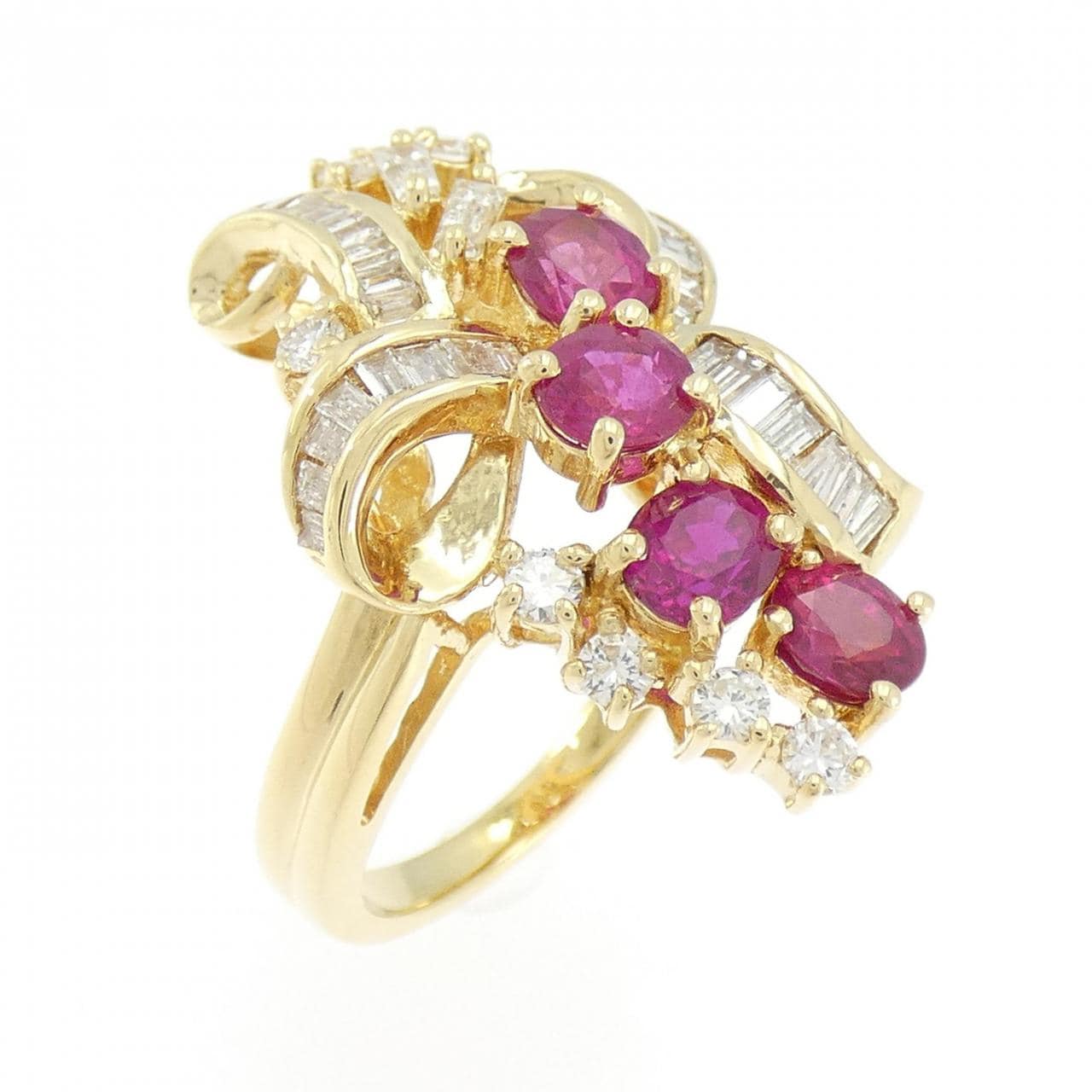 K18YG ルビー リング 2.02CT
