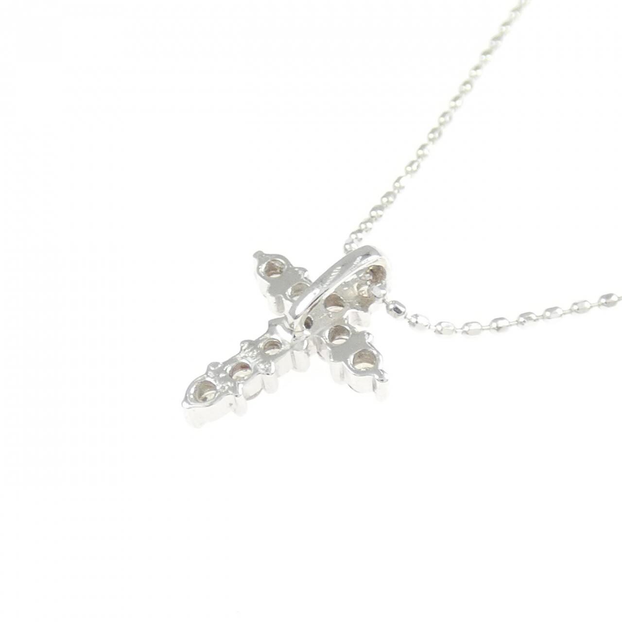 K18WG/750WG クロス ダイヤモンド ネックレス 0.15CT