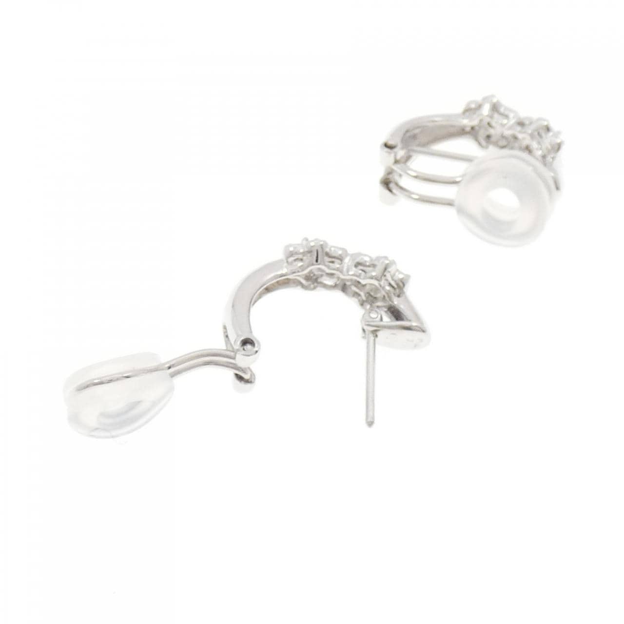 PT900/K18WG フラワー ダイヤモンド ピアス/イヤリング 0.40CT