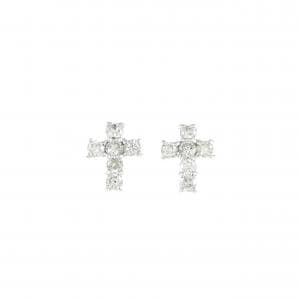 K18WG クロス ダイヤモンド ピアス 0.24CT