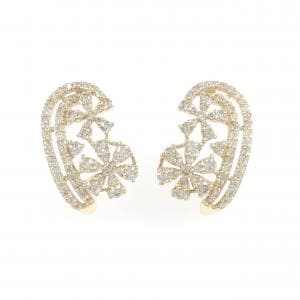 K18YG フラワー ダイヤモンド ピアス 0.70CT