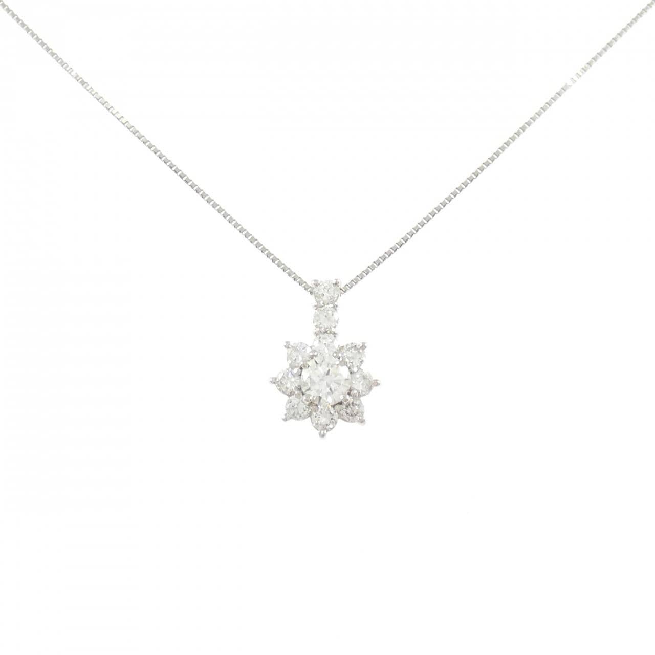 PT900/PT850 フラワー ダイヤモンド ネックレス 0.335CT