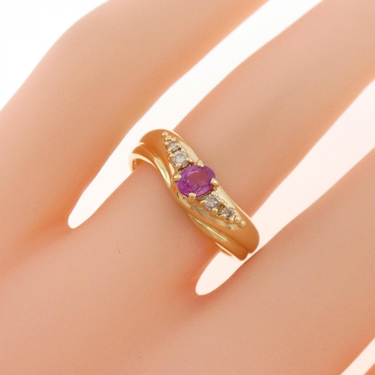 K18YG ルビー リング 0.26CT