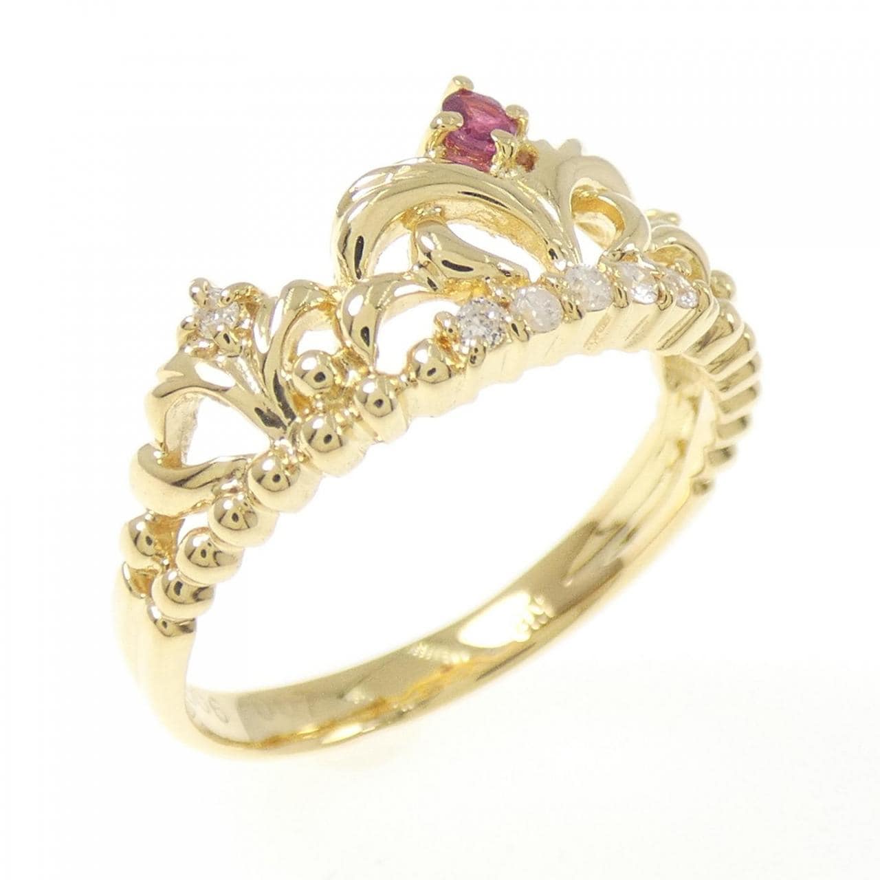 K18YG ティアラ ルビー リング 0.06CT