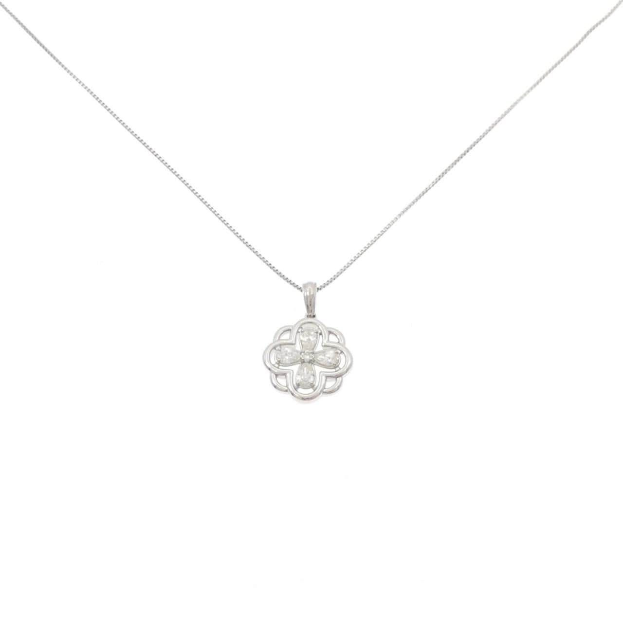 【新品】PT900/PT850 フラワー ダイヤモンド ネックレス 0.22CT